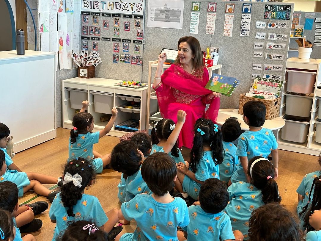 An unforgettable storytime! Nita Ambani brings Peppa Pig to life for her grandson Prithvi Ambani and his classmates, sharing a day filled with laughter, learning, and lots of smiles.